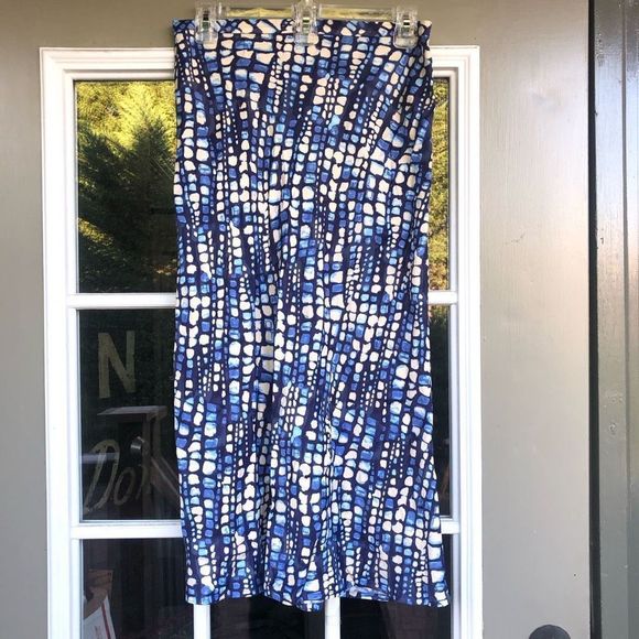 J.McLaughlin LouisaโMay Cobblestone Bias Midi Skirt Blue & Cloud, Sz 4, MP $158 - Picture 5 of 8